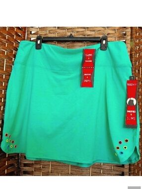 TeezHer Tummy Control Skort Skirted Shorts w Colorful Eyelet Detail Plus Size 2X
